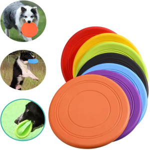 Durable Chewable Pet Training Frisbee Toy Tear Resistant Soft Rubber Flying Disc For Dogs Exercise Play Fetch Training Supplies