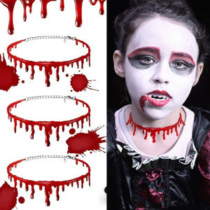 [อบอุ่นสบาย] สร้อยคอหยดเลือดสยองขวัญฮาโลวีนเลือดปลอมแวมไพร์แฟนซีโจ๊กเกอร์คอสตูมสร้อยคอเครื่องประดับงานปาร์ตี้