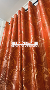 LIMIN Brocade Spiral Brown Black Design Curtain for Window | 8 Ring | 7ft | Living Bedroom Kurtina