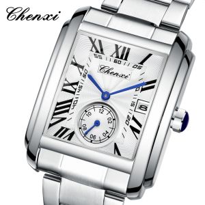 CHENXI 8216 Quartz Watches Fashion Simple Business Simple Silvery Stainless Steel Strap Wristwatches for Men relógios masculino