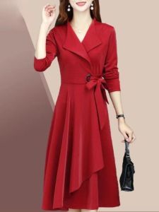 Áo Khoác Dài Vừa Phải Thời Trang Mùa Thu 2024 Cho Nữ Váy Dài qua Đầu Gối Áo Khoác Ngoài Mỏng Dáng Rộng Cổ Chữ V Tay Dài