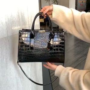 Women Trendy Crocodile Pattern Tote Bag Sling Bag Women Handbag