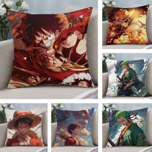 Bandai | One Piece Whitebeard Pirates Anime Plush Pillow Cover Soft Short Plush Cushion Cover For Sofa Bedroom Home Decor Gift Decoration