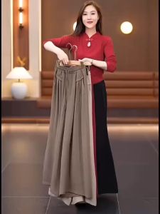 Quần suông ống rộng giả váy chất linen mềm mịn mát có bigsize ( 40-75kg) co giãn thoải mái-MAS- Mã 821M