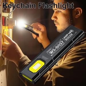 Portable USB Rechargeable Keychain Flashlight Multifunctional Strong Light Waterproof Outdoor Hiking Camping Mini Flashlight