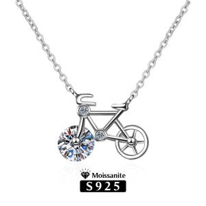 Her Lab Jewelry | Vòng cổ nữ zircon bạc sterling mặt dây chuyền xe đạp sáng tạo cá nhân Vòng cổ thông minh hình con voi đơn giản bằng bạc S925 quà tặng sinh nhật thời trang với hộp quà nhung
