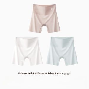 Miiow | High Waist Ice Silk Safety Pants Womens Summer Thin Briefs Abdomen Lifting Flag Robe Special Seamless Cotton Underwear