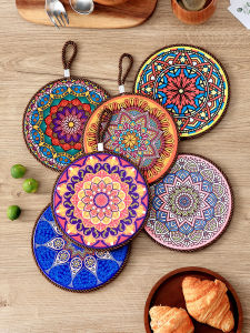 Onlycook Retro Ceramic Dining Mat Heat Resistant Plate Home Dining Table Mat Sand Pot Mat Cup Mat Bowl Mat European Style