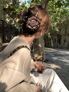 Handmade Dry Rose Shark Clamp Hair Clip Fashionable Hair Accessories Original Design Satin Material  out New Style