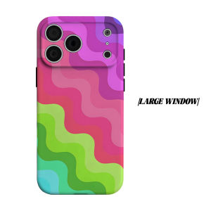 Rainbow Wavy Stripe Phone Case for iPhone 18 17 16 15 14 13 12 11 Air Pro Max Plus Double-layer Cover