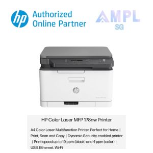 HP 178nw Color Laser MFP Printer | Print | Copy | Scan | Wireless | Ethernet networking | USB | Wireless direct printing | Orderable HP Toner 119A 119 119 A W2090A W2091A W2092A W2093A 178 178 NW 178N 178W 178 W 178 N M178 M178NW