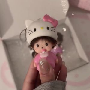 Sanrio | kitty Monchhichi Doll Detachable Hats Can Be Hung On Bags Cute Decorative Small Gifts for couples’ birthdays and present-giving