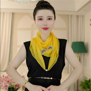 Khăn Choàng Lụa Thời Trang Mùa Xuân Hè 2025 Có Khóa Từ Hình Bướm Cổ Họng Thoáng Khí Đa Năng Phong Cách Hàn Quốc Họa Tiết Hoa