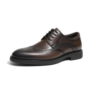 Red Dragonfly Mens Shoes Premium Brogue Leather Business Shoes British Style Wedding Shoes Comfortable Breathable Casual Loafers