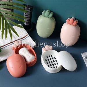 【Hot Sale】Creative Ins Style Cute Radish Shaped Soap Box with Lid Draining Holder Travel Portable Soap Container Case Soap Drain Dish Tray Bathroom Supplies