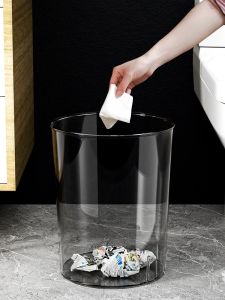 Large Size Transparent Thickened Garbage Can for Living Room Bedroom Kitchen Bathroom Office Home Use Luxury Trash Can