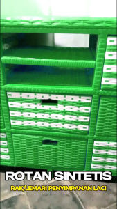 Meja TV 43 Inci Rotan Sintetis 8 Laci Rak Lemari Bufet Buffet Ruang Tamu Serbaguna Modern Minimalis