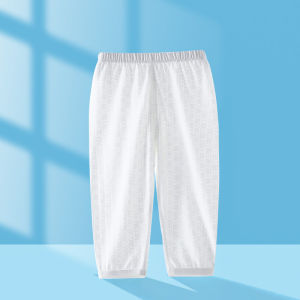 Baby Boys Girls Summer Bamboo Fiber Thin Air Conditioning Mosquito Proof Sleepwear Casual Cotton Blend Fabric Anti-static Antibacterial Moisture Wicking Home Wear for Toddlers And Kids