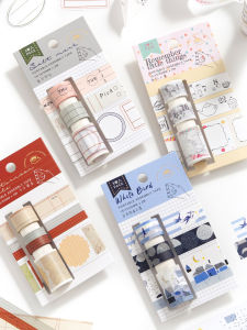 Trang Trí Bằng Băng Dính Muối Nhãn Dán Đóng Sách Nền Xếp Lớp Retro Nghệ Thuật Thiết Kế 3 Cuộn Gói Băng Giấy Dính