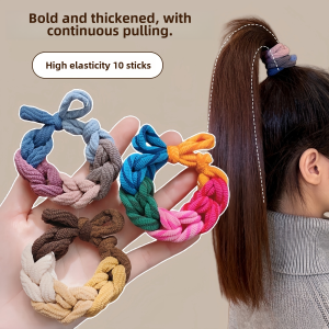 New 2024 Womens High-End Feeling Colorful Braided Hair Rope with Elastic Hair Band for Japan and South Korea Style