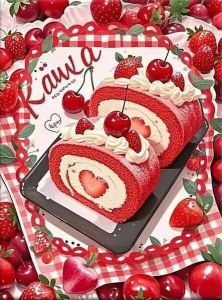 Bandai | Diamond Painting Strawberry Fruit Scene Mosaic Handmade Artwork Round/Square Diamonds Exquisite Gift Home Decor