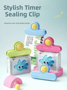 Multifunctional Magnetic Timing Sealing Clip Kitchen Utensils Fridge Magnet Potato Chips Snack Clamp Food Preservation