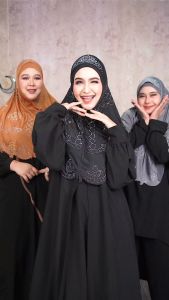 ผ้าคุมผมแม่ลูก ฮิญาบแบบสวมสำเร็จ ฮิญาบ+อินเนอร์ แต่งเพชรรีดระยิบระยับ ดูหรูหรา HL39วาริสมุสลิม