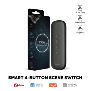 MOES Tuya ZigBee 3.0 Smart Scene Switch 4Button Wireless Lighweight Design 12 Scenario Remote Control Automation Battery Powered