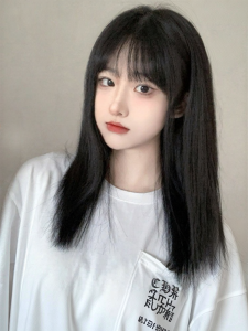 MENGSIQIAN | Natural Straight Lock Hair Long Wig Summer