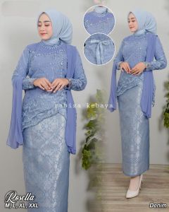 Stelan Kebaya Brokat Modern Rosella Selendang Mewah Terbaru Kekinian Elegan Pesta Wisuda Lamaran Kondangan Ibu Besan Hajat