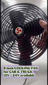 S2U Car Oscillating Fan Car Lorry Truck DC 12 24V  Fan 8 Inch Kipas Angin Lori Kepit Kereta Backhoe Excavator Tractor
