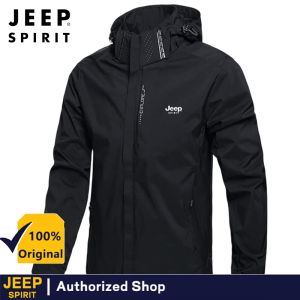 JEEP SPIRIT mens outdoor mountaineering jacket waterproof bomber jacket windproof detachable hat M-5XL