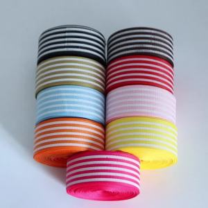 2.5cm Single Face Stripe Black And White Red Blue Stripe Grosgrain Ribbon Sewing Tape Party Ribbon Soft Fabic Wrap Band Webbing