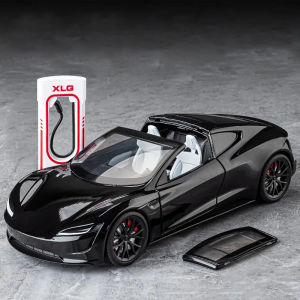 LEO 1:24 Tesla Roadster Diecast โมเดล รถอัลลอยด์รถยนต์ของเล่นคอลเลกชันของขวัญสําหรับเด็กชายสาว ของเล่นเด็ก