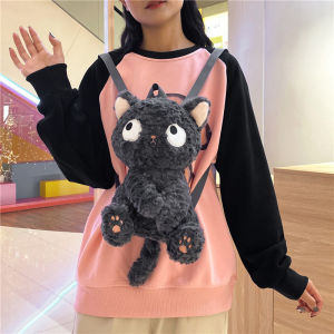 ZEEMIN Christmas 2023 New Kawaii Black Cat Doll Backpack Cute Cat Small Plush Bag Cartoon Anime Bag Fashion Womens Backpack Girl Christmas Gift