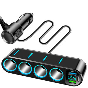 other | 66W Multi-Function Digital Display Car Fast Charger USB/Type C Charge Adapter One to Four Car Cigarette Lighter Socket Splitter
