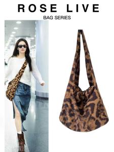 Rose Live2026 Autumn Patterned Large Capacity Fashion Bag Cai Wen Jing Leopard Print Slouchy Style Popular Casual Handbag