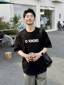 American Style High Street Letter Short Sleeve T-Shirt Men Summer Trendy Heavyweight Pure Cotton Top Simple Versatile Half Sleeve Body T-Shirt