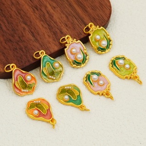 จี้เงินชุบทอง 18K รูปสวนโมนี เครื่องประดับ DIY จี้โซ่คอ กำไลข้อมือ อุปกรณ์ทำเครื่องประดับ หินอ่อน ดีไซน์รูปดอกไม้ จี้ทองแดง