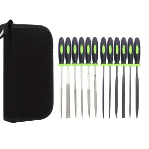 Two sets of carbon steel files and diamond files (a total of 12 pieces) suitable for metal wood jewelry models DIY etc