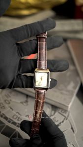 Jam Tangan Wanita Casio General LTP-V007L-9E Tank Champagne Dial Brown Leather Band