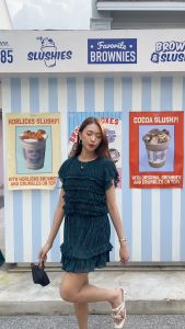 NOOZZSHOP 5511327 ชุดเซ็ทกระโปรง ผ้าพลีทกลิ๊กเตอร์ ใส่เที่ยวคาเฟ่