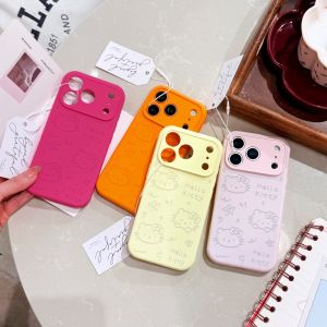 Sanrio | Sanrio HelloKitty Cartoon Liquid Silicone Phone Cover Capa For iPhone 16 15 13 14 17 Pro Max Protective Soft Silicone Back Cover