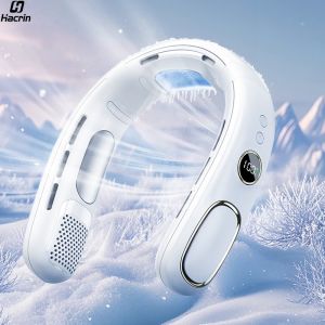 Quạt Cổ Di Động Mini Không Cánh USB Có Thể Sạc Lại 4000MAh Quạt Làm Mát Bằng Đá Có Đèn LED Hiển Thị Kỹ Thuật Số Cho Sự Thoải Mái Khi Di Chuyển