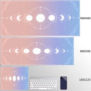 Bandai | 800x400mm Cute Kawaii Goth Witchy Tarot Alter Mat Ergonomic Black Mouse Pad Large Size Game Mousepad Pastel Moon Phase Table Mat
