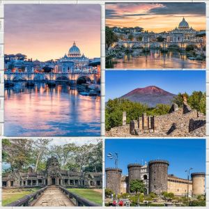 Thành Phố Hiện Đại Phong Cảnh In Canvas Cầu Eiffel Lâu Đài Nghệ Thuật Treo Tường Không Đóng Khung Trang Trí Nhà Cho Phòng Khách Phòng Ngủ Phong Cách Cổ Điển