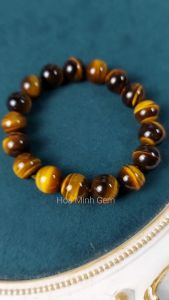 Vòng tay phong thủy chuỗi Mắt Hổ Vàng Nâu đen 12 li loại 5A vip phong thủy mệnh Thổ Kim | Hoa Minh Gem
