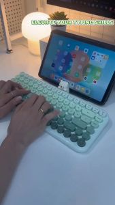 FANTASY MOFII ANNI Gradient Color Dual-mode Bluetooth Wireless Keyboard Retro Cute Personalized Bluetooth Keyboard with A Magnetic Small Bear Doll Fashionable Office Keyboard Removable Keycaps Comfortable Typing For PC Laptop Windows Android Phone