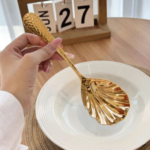 2 Pieces 304 Stainless Steel Flatware Serving Sets 8.85-Inch Long Handle Slotted Spoons and Serving Spoons for Buffet Banquet Cooking and Kitchen