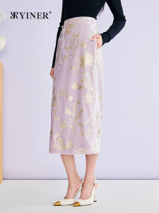 New Chinese Style Spring Handmade Knot Lustrous Texture Velvet Skirt